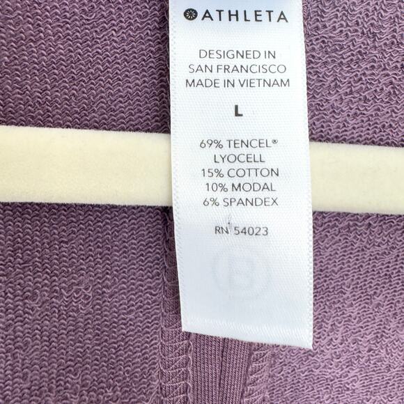 Athleta Womens Cocoon Wrap Top Size L Athleisure Jersey Active Violet Purple - Picture 6 of 8